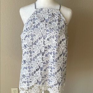 Adiva Striped Navy and White Top lace overlay